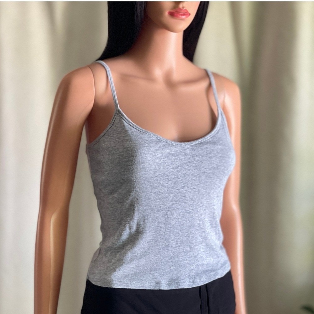 SKIMS Cotton Jersey Cami Heather Grey Adjustable Strap Tank Top XS SL-CAM-9525W